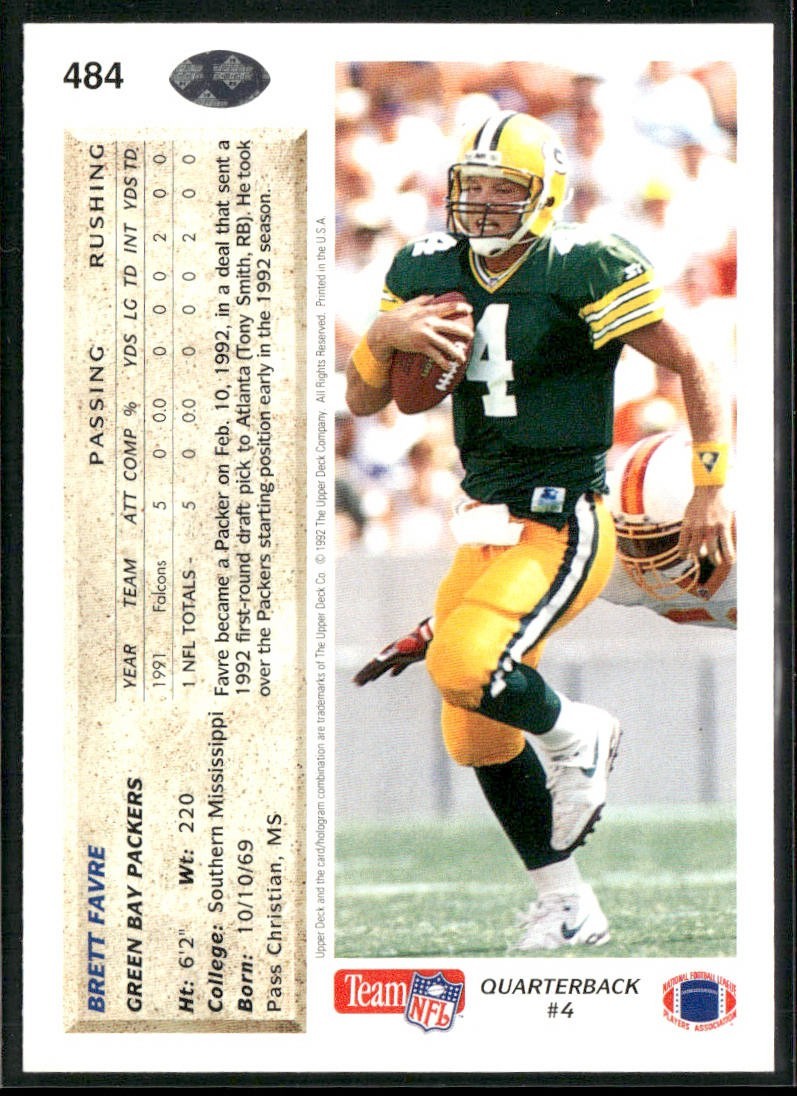 Brett Favre Player Lot Bundle 10 Different Football Cards BF005 Packers 1 RC back