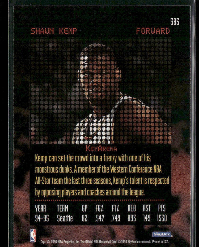 Shawn Kemp Player Lot Bundle 10 Basketball Cards SK005 Supersonics Cavs back