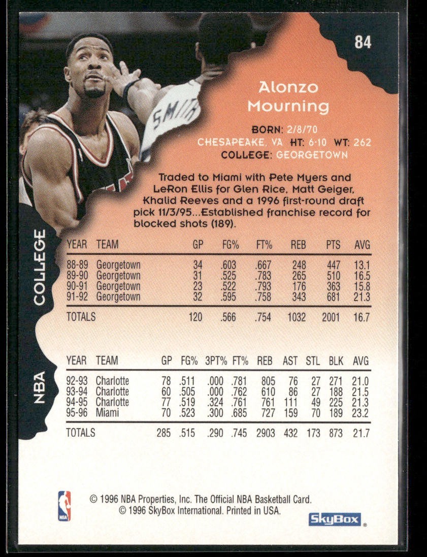 Alonzo Mourning Player Lot Bundle 10 Different Basketball Cards AM004 Heat back