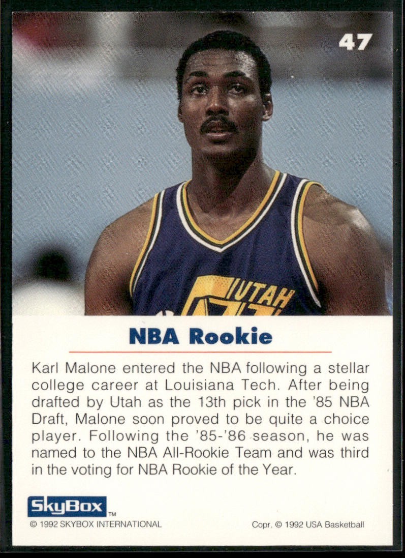 Karl Malone Player Lot Bundle 10 Basketball Cards KM003 Utah Jazz back