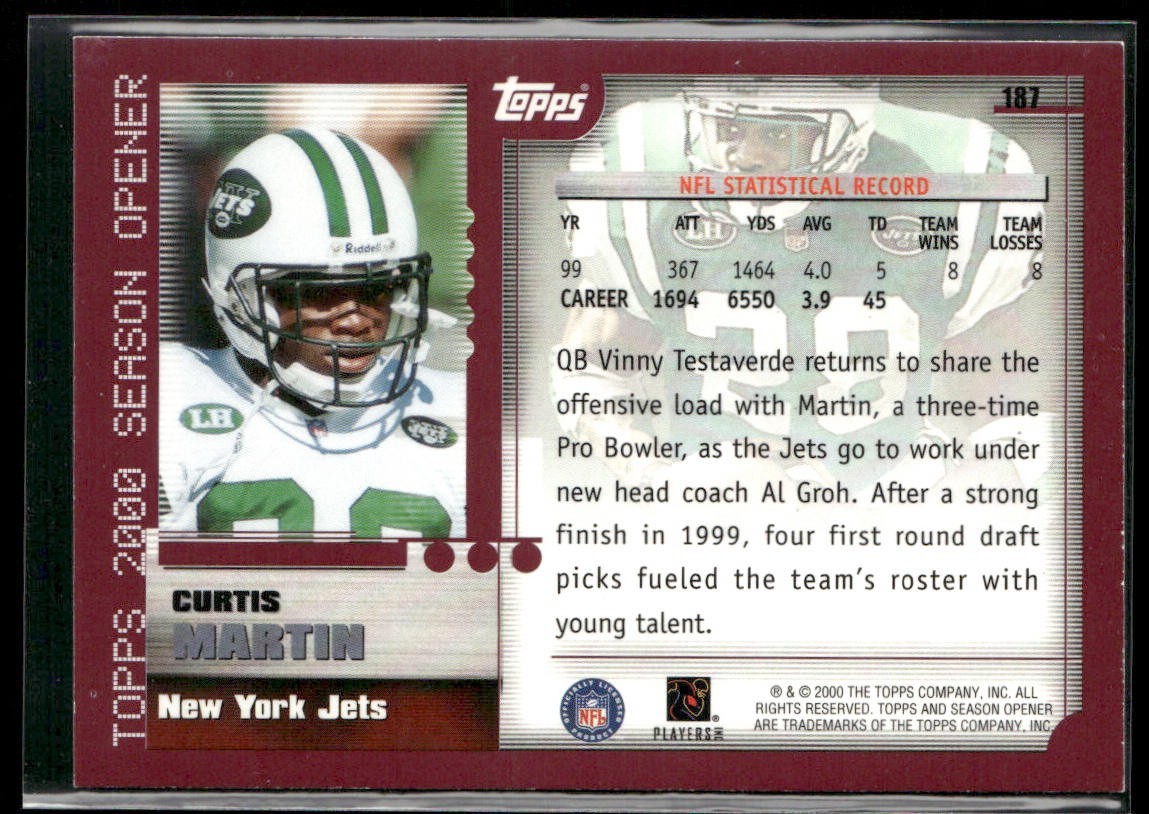 Curtis Martin Player Lot Bundle 10 Different Football Cards CM001 2 RC back