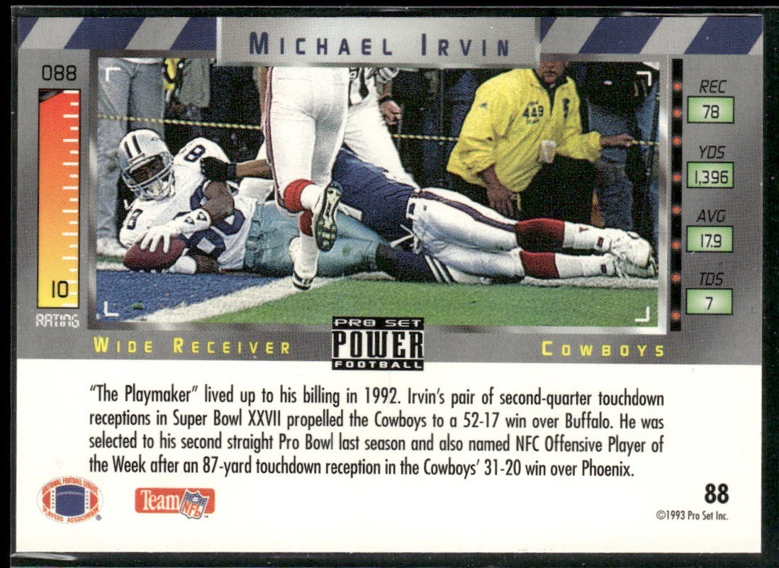 Michael Irvin Player Lot Bundle 10 Different Football Cards MI005 Cowboys back