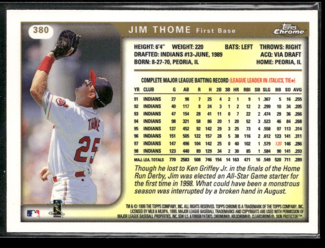Jim Thome Player Lot Bundle 10 Different Baseball Cards JT001 Indians 1 RC back