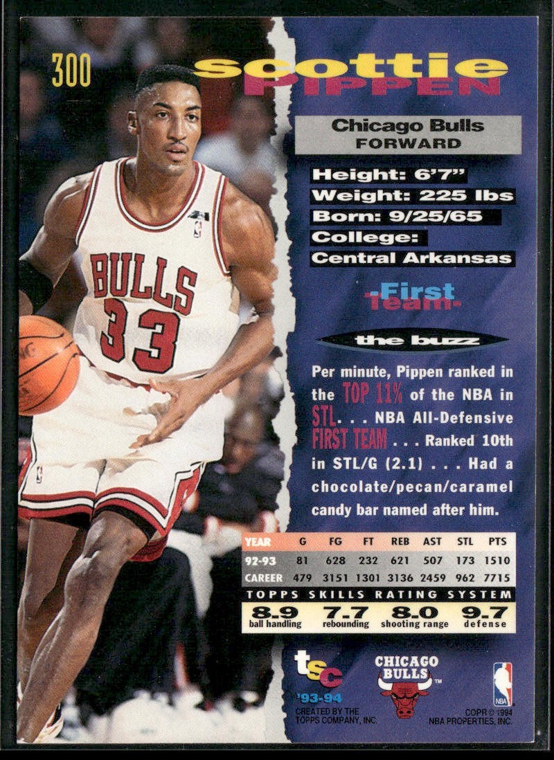 Scottie Pippen Player Lot Bundle 10 Basketball Cards SP002 Chicago Bulls back