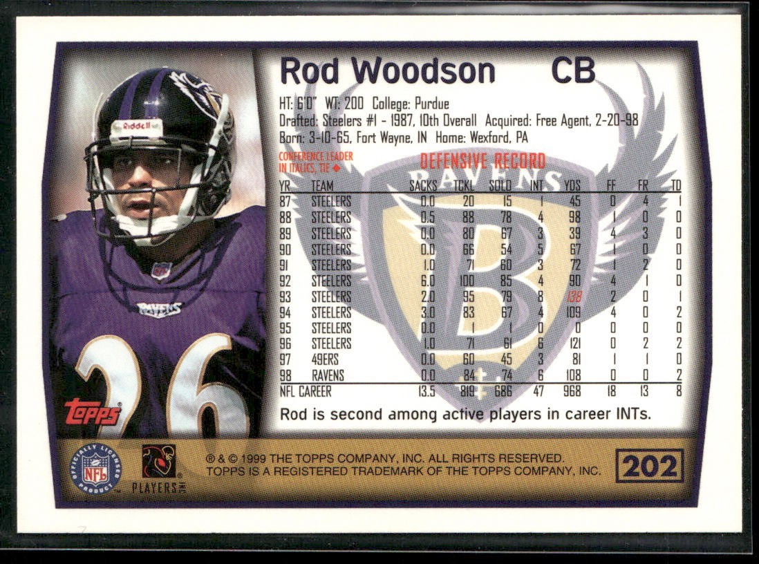 Rod Woodson Player Lot Bundle 10 Different Football Cards RW004 Steelers back
