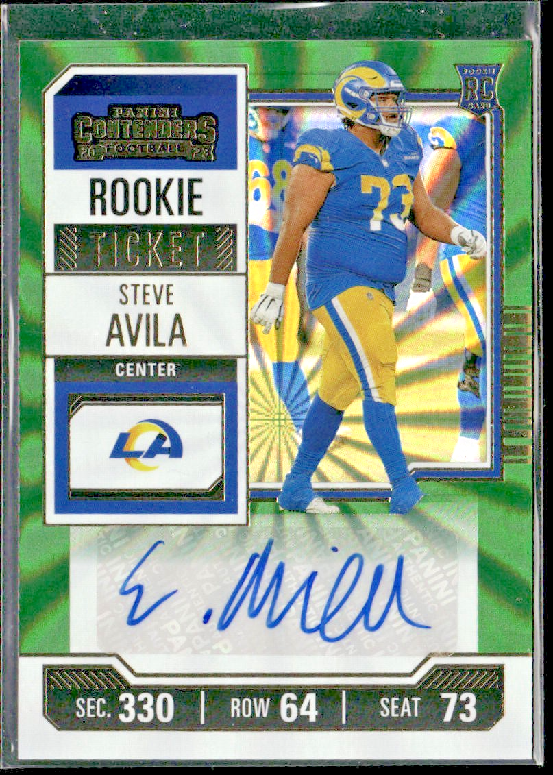 2023 Panini Contenders Football Steve Avila Rookie Ticket Green Auto Rc #155 front