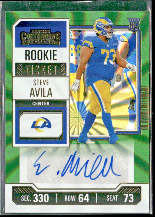 2023 Panini Contenders Football Steve Avila Rookie Ticket Green Auto Rc #155 front