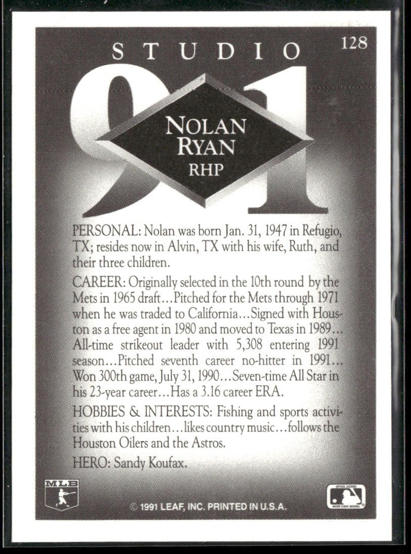 Nolan Ryan Player Lot Bundle 10 Different Baseball Cards NR002 Rangers back