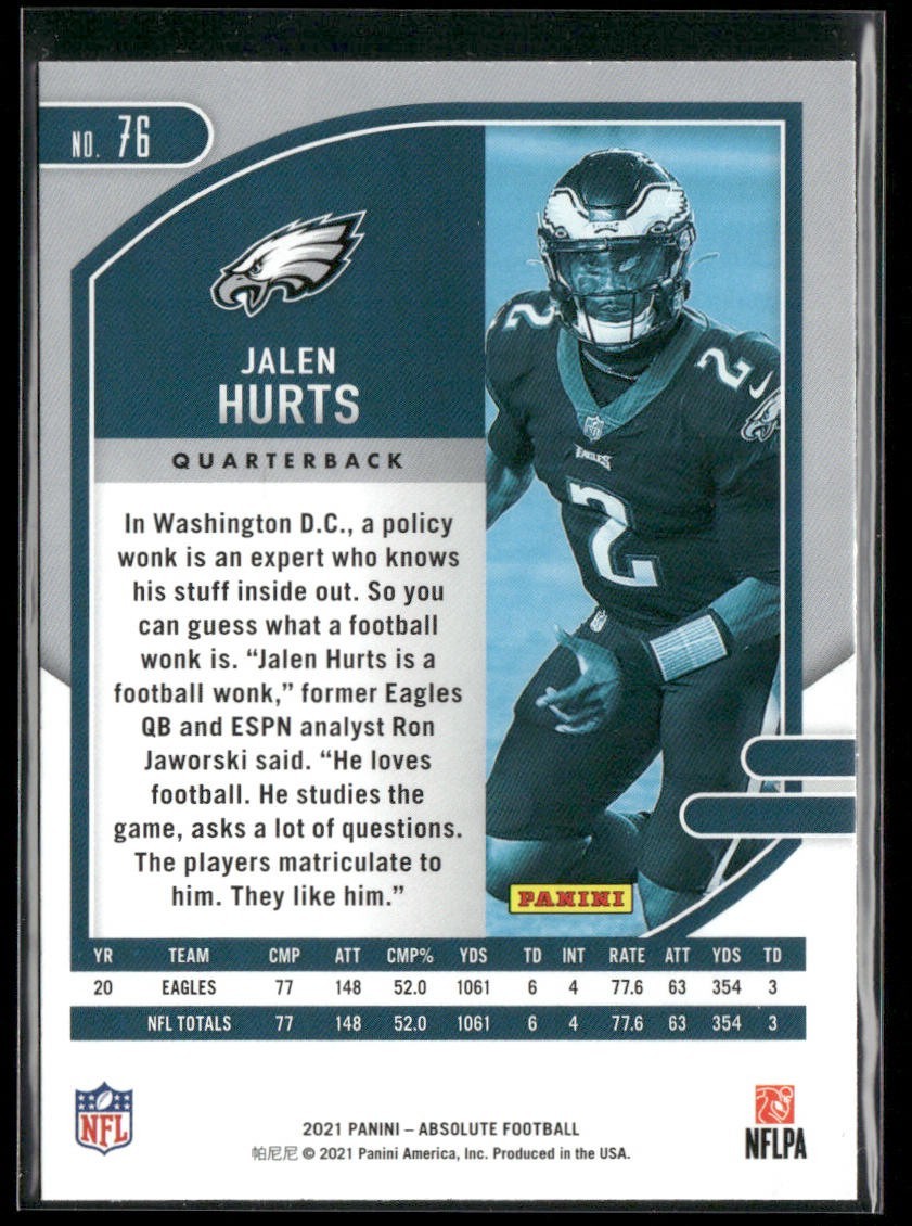 Jalen Hurts Player Lot Bundle 10 Different Football Cards JH002 Eagles back