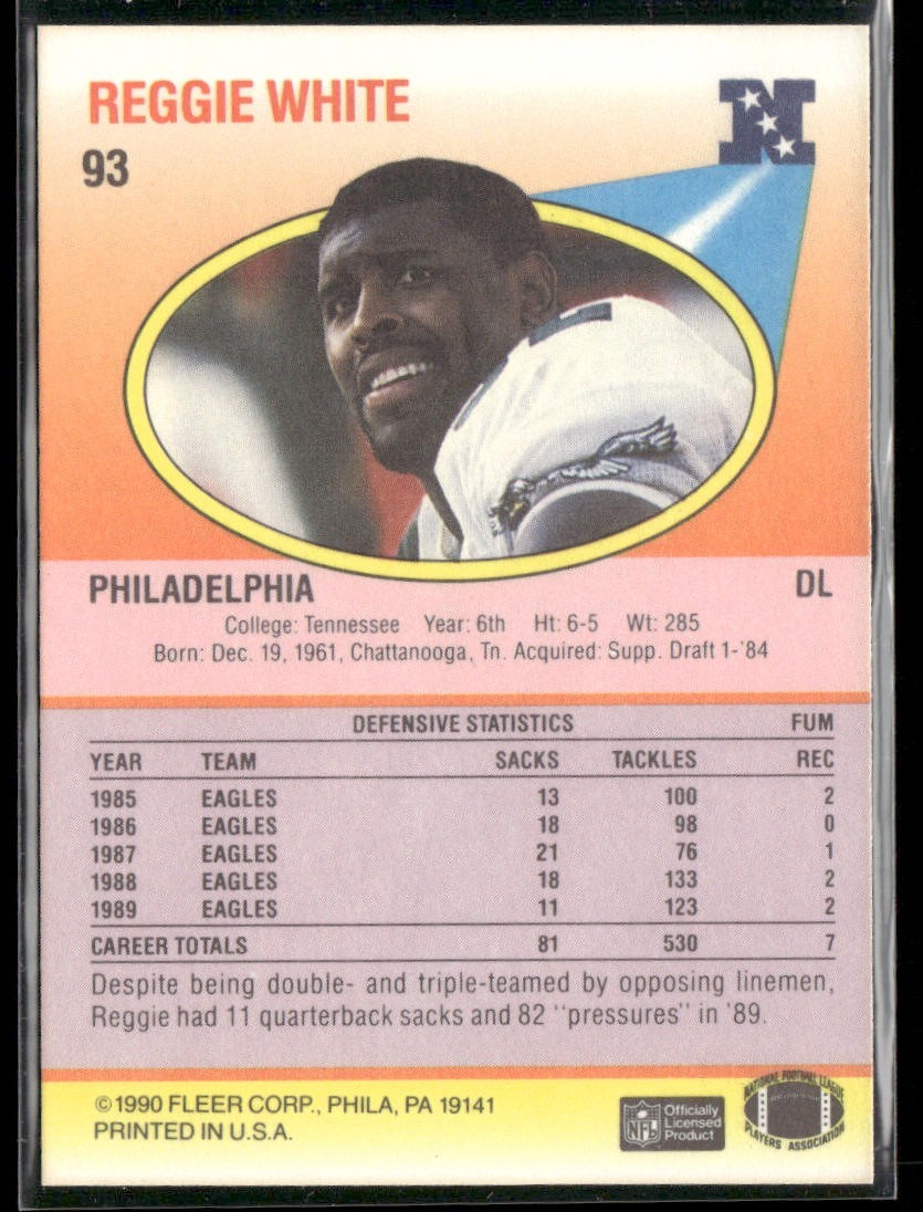 Reggie White Player Lot Bundle 10 Different Football Cards RW006 Eagles Packers back