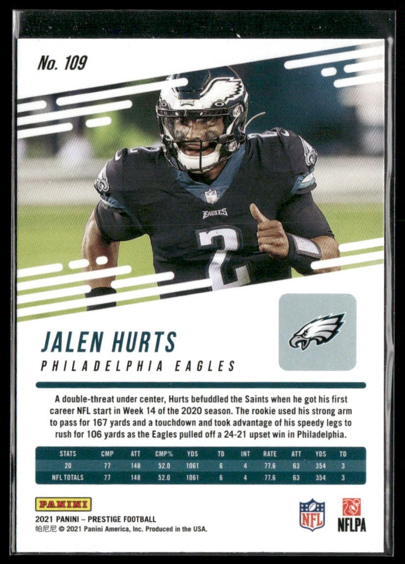 Jalen Hurts Player Lot Bundle 10 Different Football Cards JH001 Eagles back