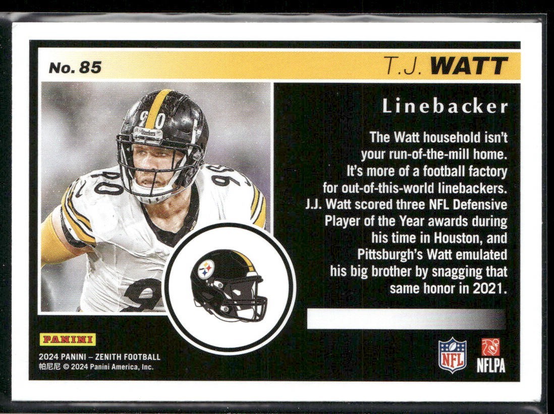 TJ Watt Player Lot Bundle 10 Different Football Cards TJW002 Steelers back