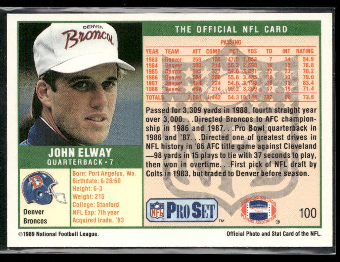 John Elway Player Lot Bundle 10 Different Football Cards JE003 Broncos back