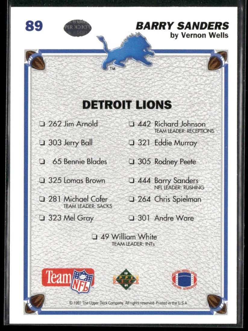 Barry Sanders Player Lot Bundle 10 Different Football Cards BS009 Lions back