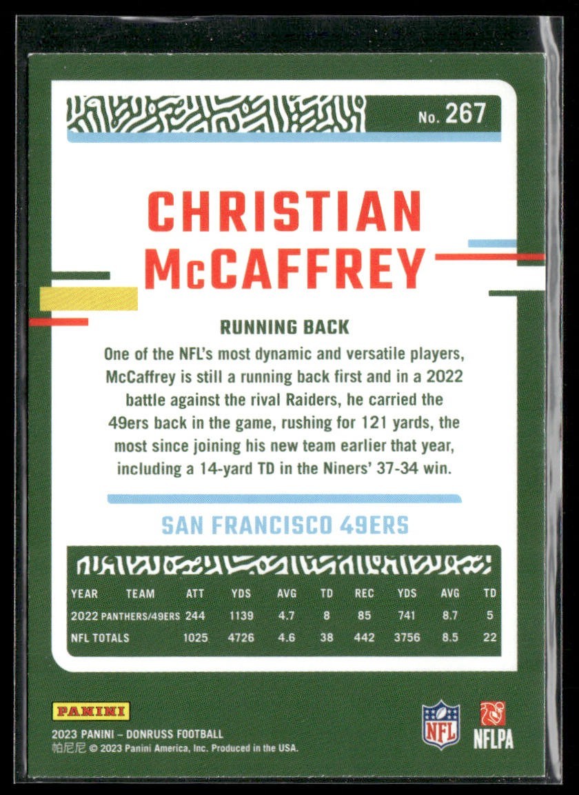 Christian McCaffrey Player Lot Bundle 10 Different Football Cards CM003 back