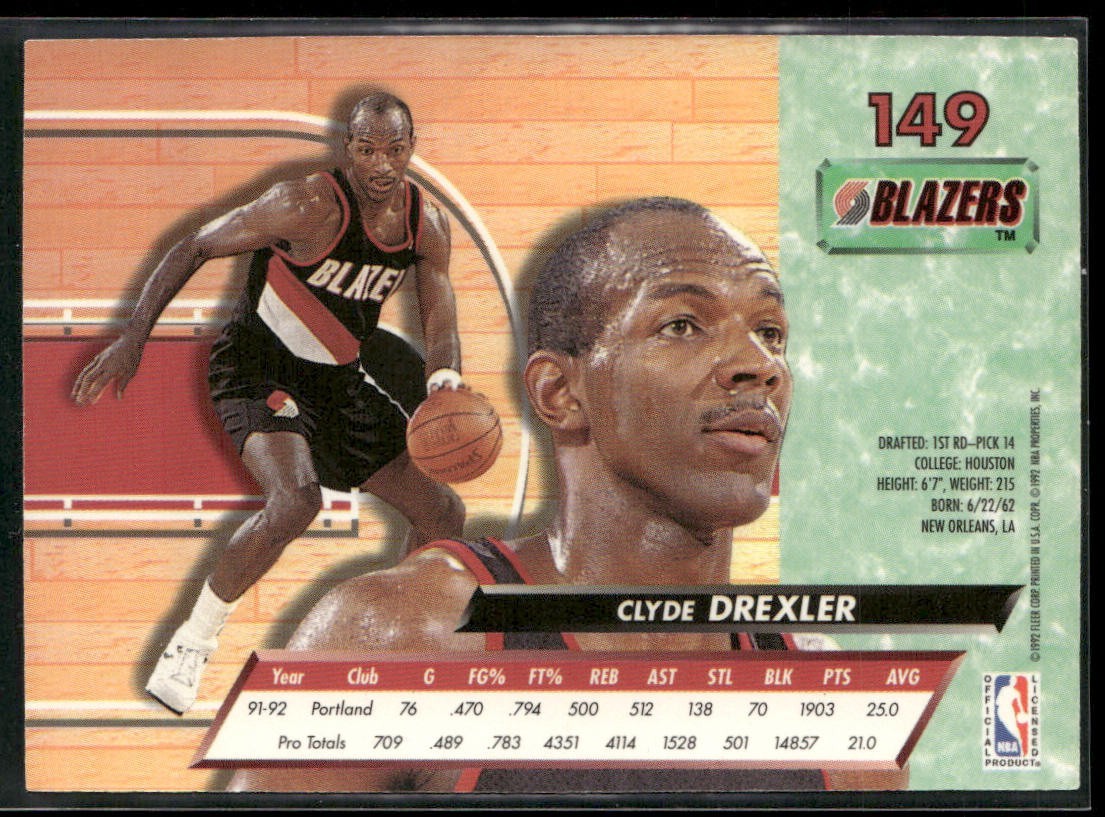 Clyde "The Glide" Drexler Player Lot Bundle 10 Basketball Cards CD003 Portland back
