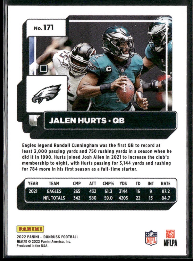 Jalen Hurts Player Lot Bundle 10 Different Football Cards JH003 Eagles back