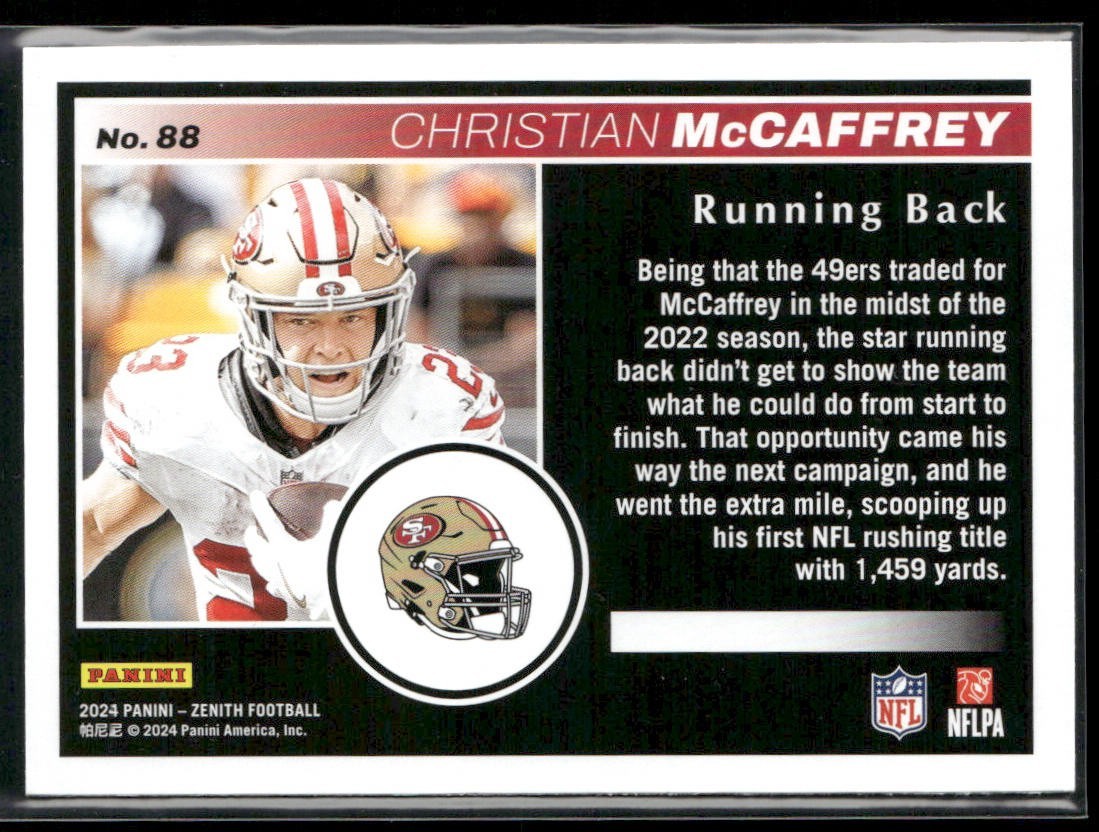 Christian McCaffrey Player Lot Bundle 10 Different Football Cards CM001 back