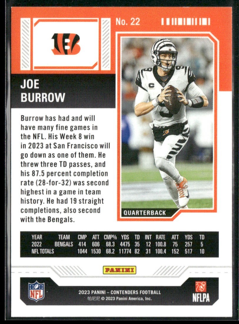 Joe Burrow Player Lot Bundle 10 Different Football Cards JB002 Bengals back