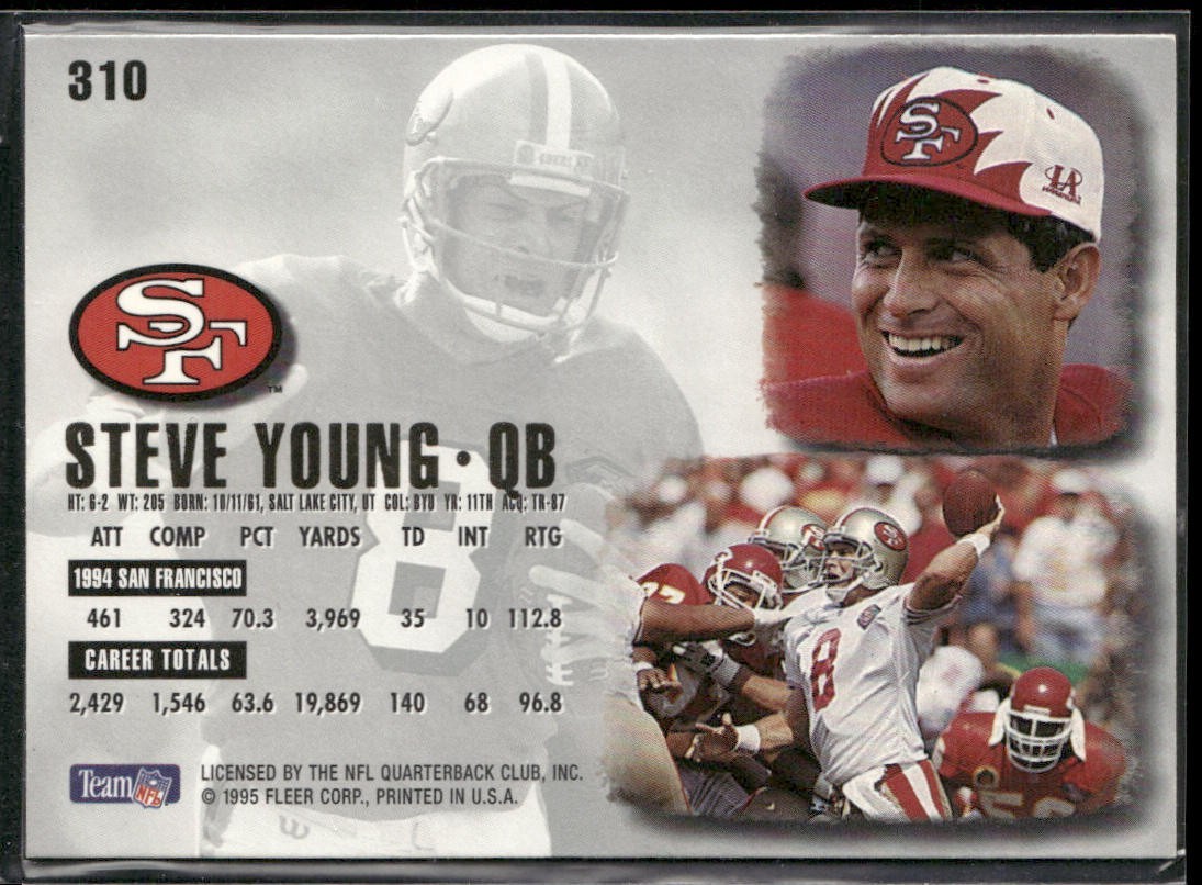 Steve Young Player Lot Bundle 10 Different Football Cards SY005 49ers back