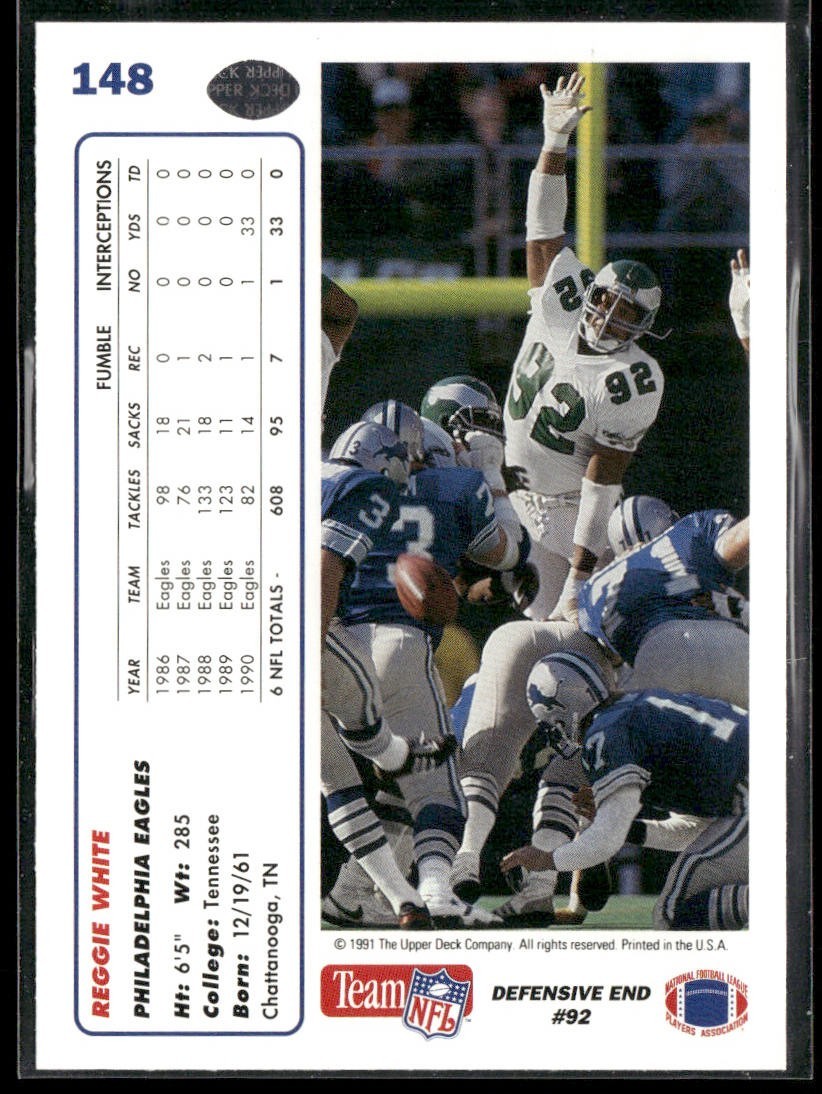 Reggie White Player Lot Bundle 10 Different Football Cards RW006 Eagles Packers back