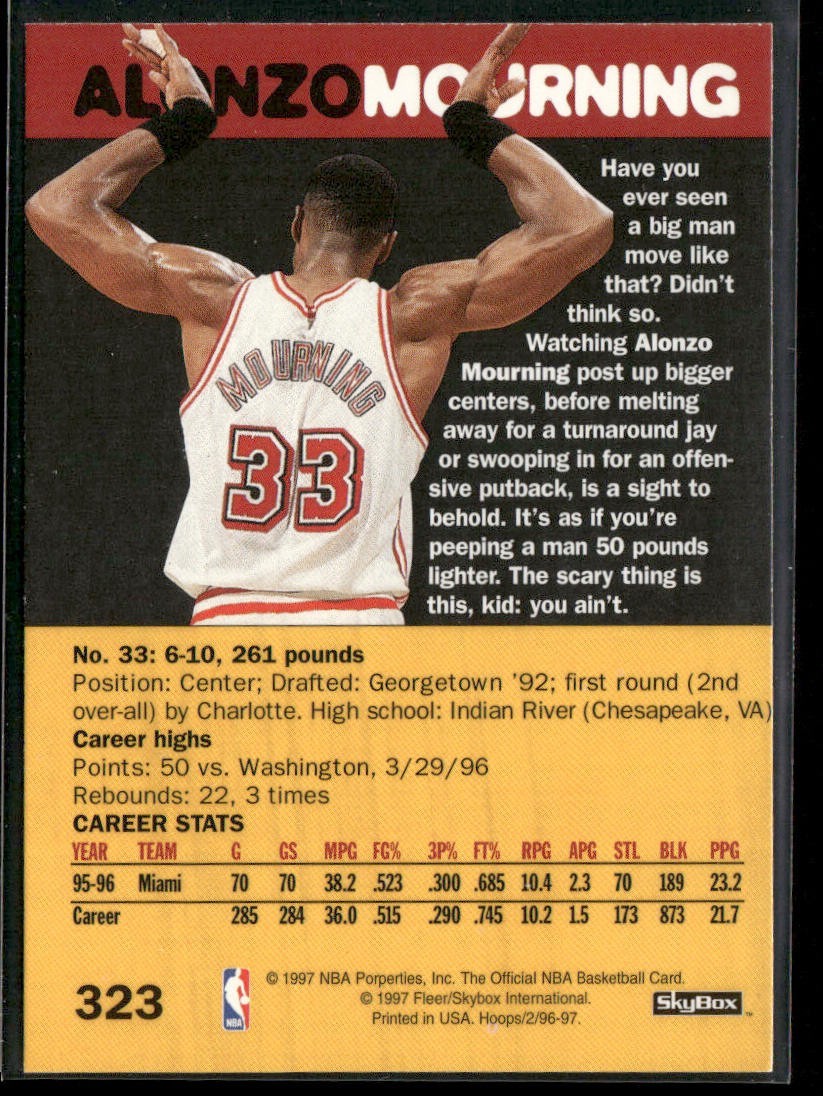 Alonzo Mourning Player Lot Bundle 10 Different Basketball Cards AM001 Heat back