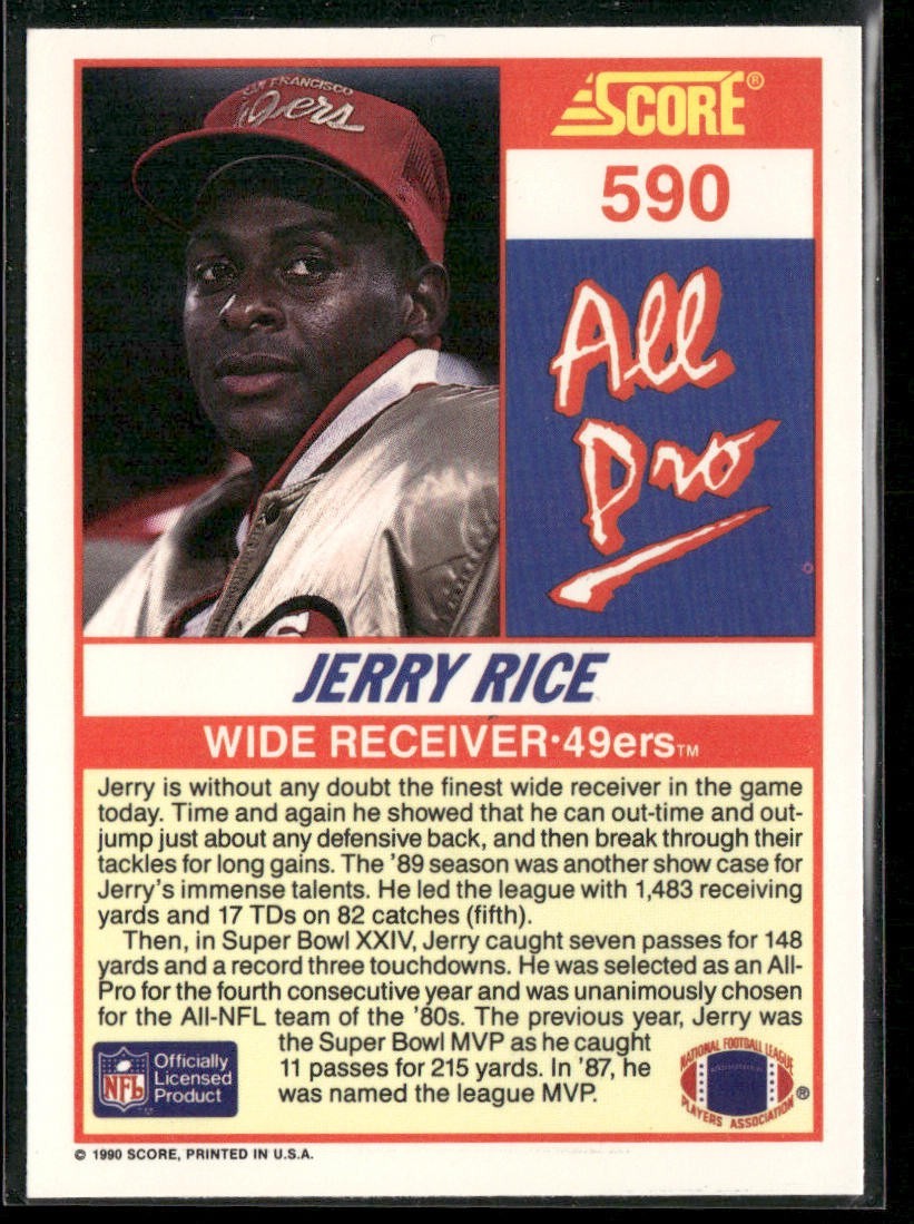 Jerry Rice Player Lot Bundle 10 Different Football Cards JR005 49ers back