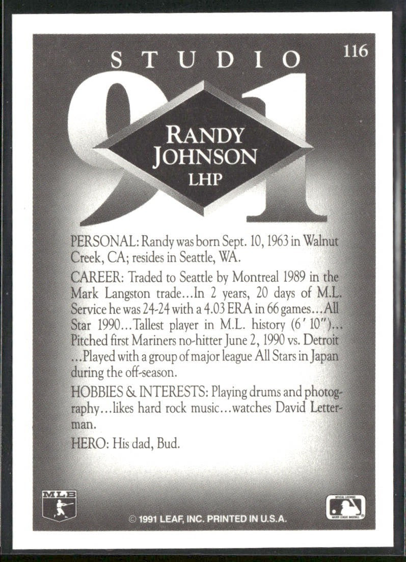 Randy Johnson Lot Bundle 10 Different Baseball Cards RJ001 Mariners back