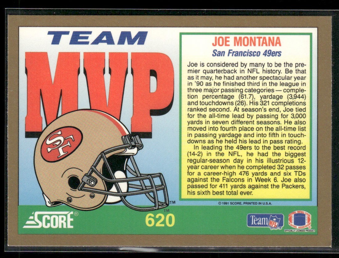 Joe Montana Player Lot Bundle 10 Different Football Cards JM005 49ers Chiefs back
