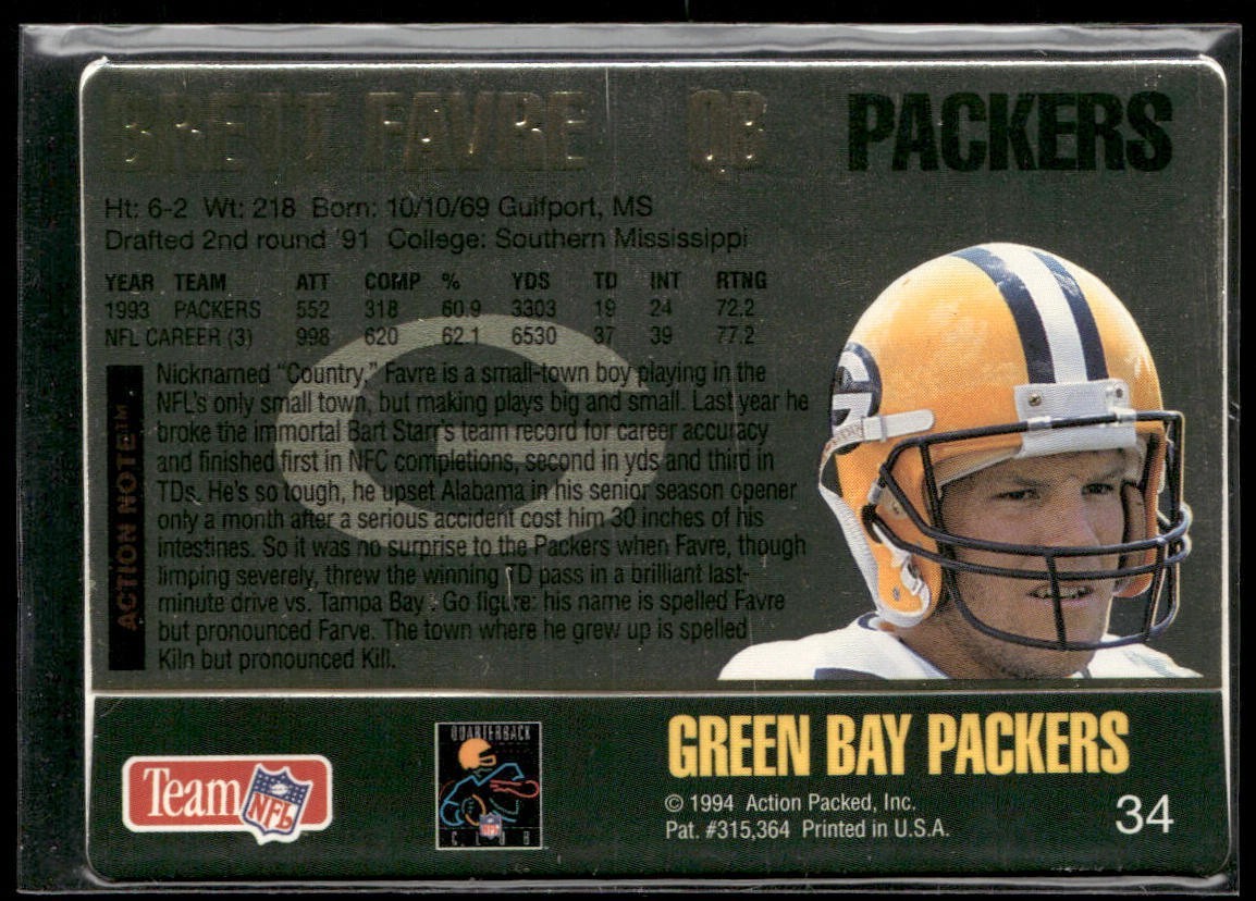 Brett Favre Player Lot Bundle 10 Different Football Cards BF001 Packers back