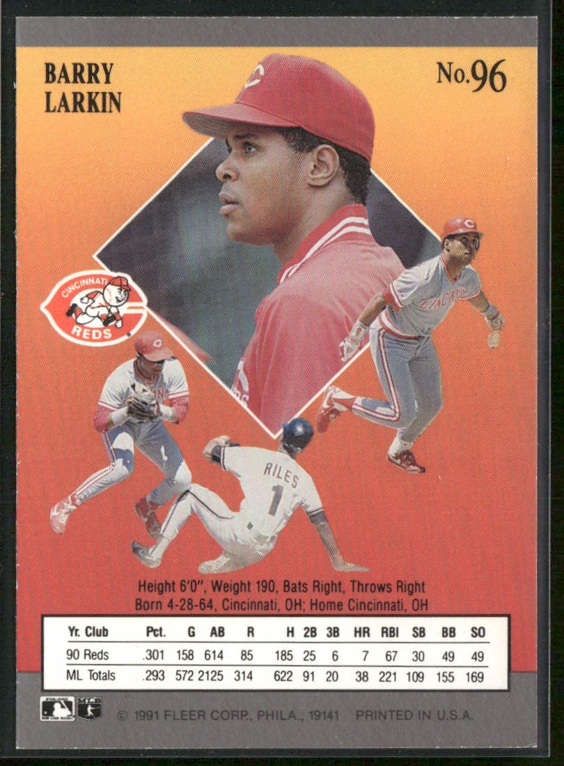 Barry Larkin Player Lot Bundle 10 Different Baseball Cards BL001 Reds back