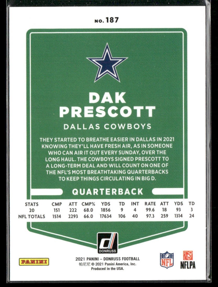 Dak Prescott Player Lot Bundle 10 Different Football Cards DP002 Cowboys back