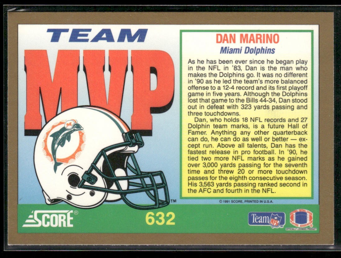 Dan Marino Player Lot Bundle 10 Different Football Cards DM006 Dolphins back