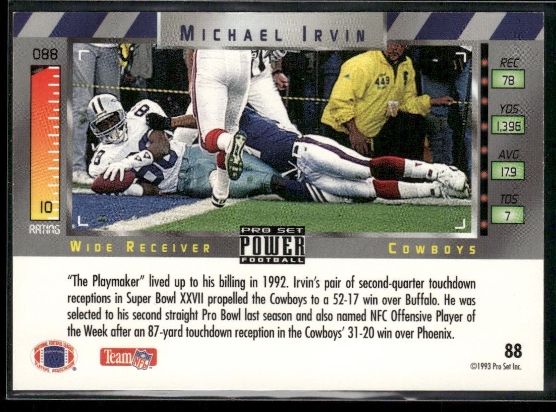 Michael Irvin Player Lot Bundle 10 Different Football Cards MI004 Cowboys back