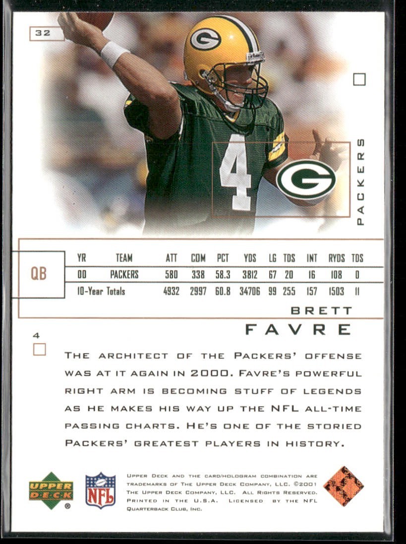 Brett Favre Player Lot Bundle 10 Different Football Cards BF002 Packers back
