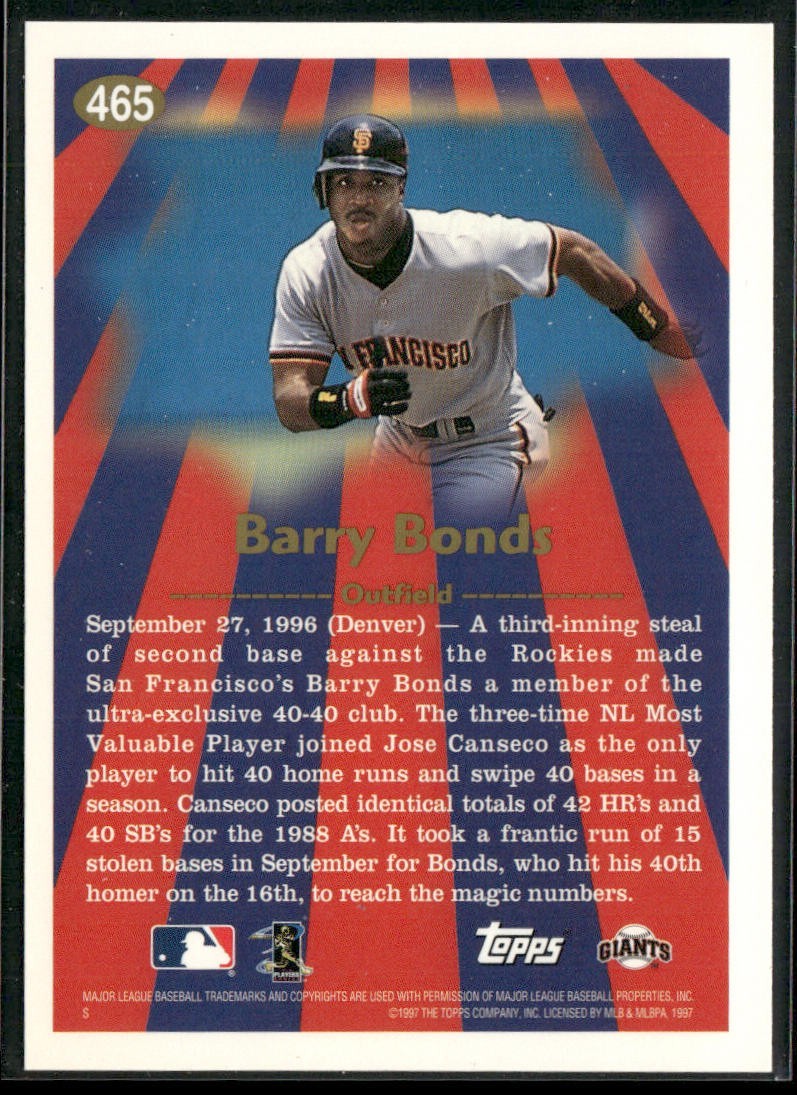 Barry Bonds Player Lot Bundle 10 Different Baseball Cards BB005 Giants Pirates back