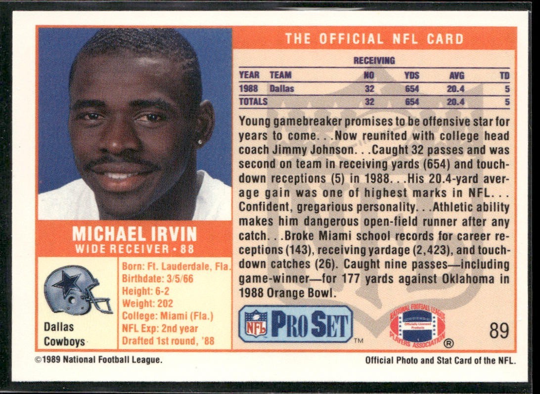 Michael Irvin Player Lot Bundle 10 Different Football Cards MI004 Cowboys back