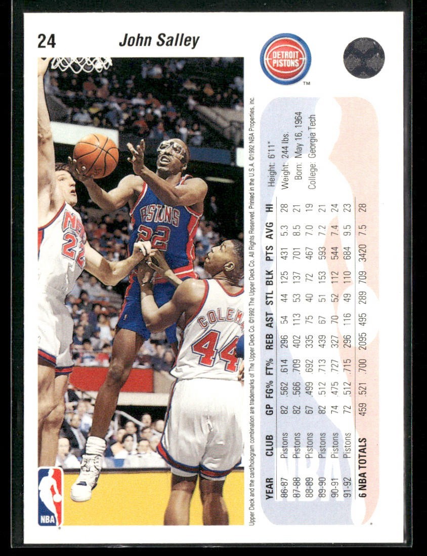 John Salley Player Lot Bundle 10 Basketball Cards JS002 Heat Pistons back