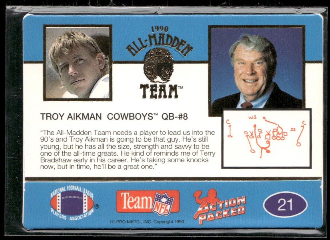 Troy Aikman Player Lot Bundle 10 Different Football Cards TA006 Cowboys back