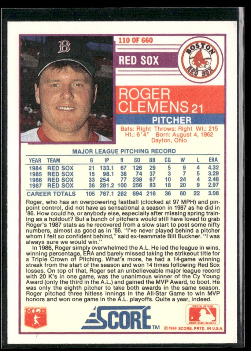 Roger Clemens Lot Bundle 10 Different Baseball Cards RC003 Red Sox Yankees back