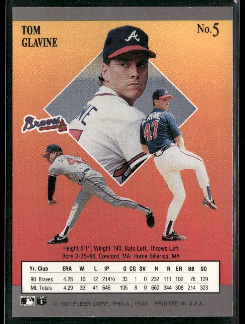 Tom Glavine Lot Bundle 10 Different Baseball Cards TG001 Braves back