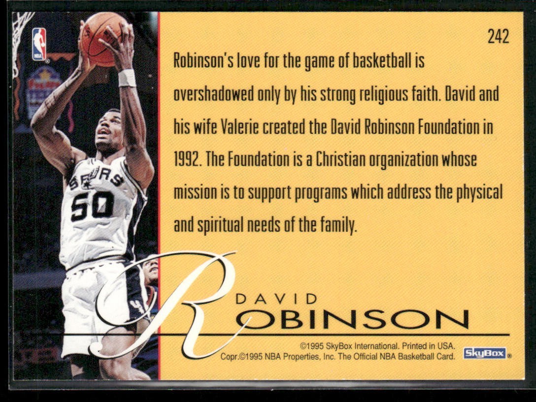 David Robinson Player Lot Bundle 10 Basketball Cards DR004 Spurs back
