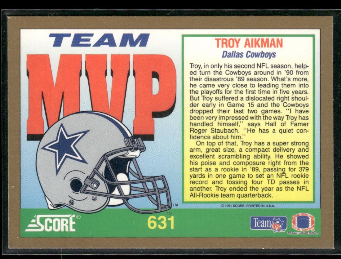 Troy Aikman Player Lot Bundle 10 Different Football Cards TA002 Cowboys back