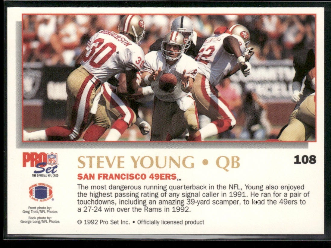 Steve Young Player Lot Bundle 10 Different Football Cards SY003 49ers back