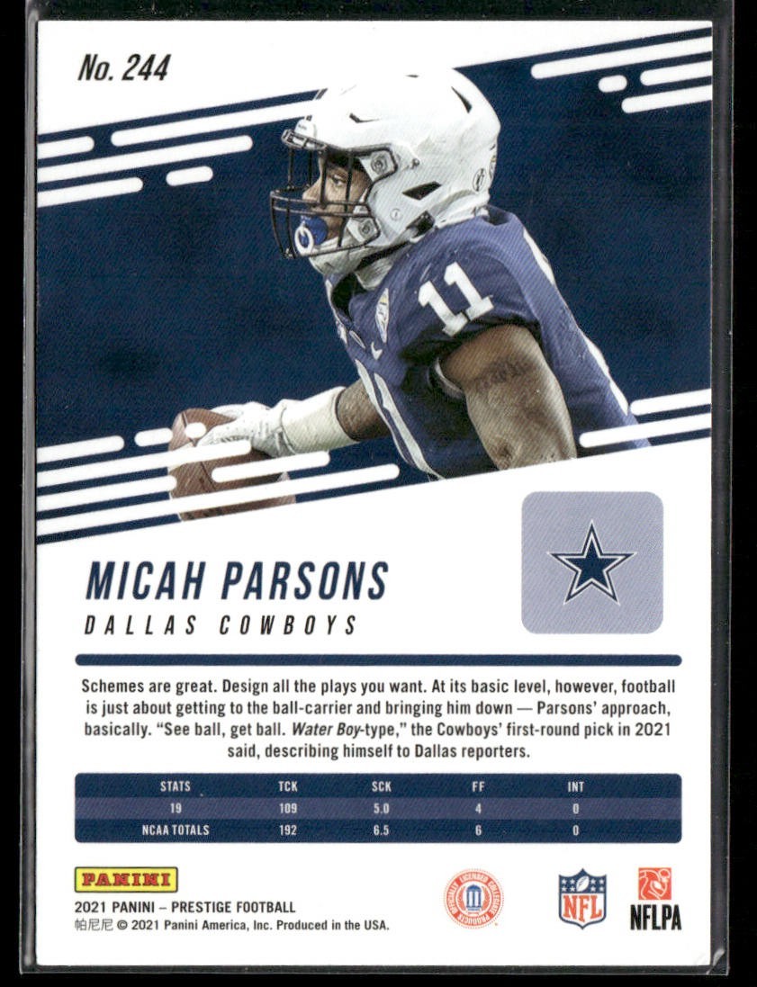 Micah Parsons Player Lot Bundle 10 Different Football Cards MP002 Cowboys 2 RC back
