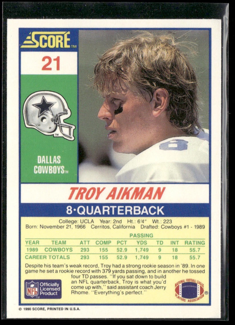 Troy Aikman Player Lot Bundle 10 Different Football Cards TA001 Cowboys back