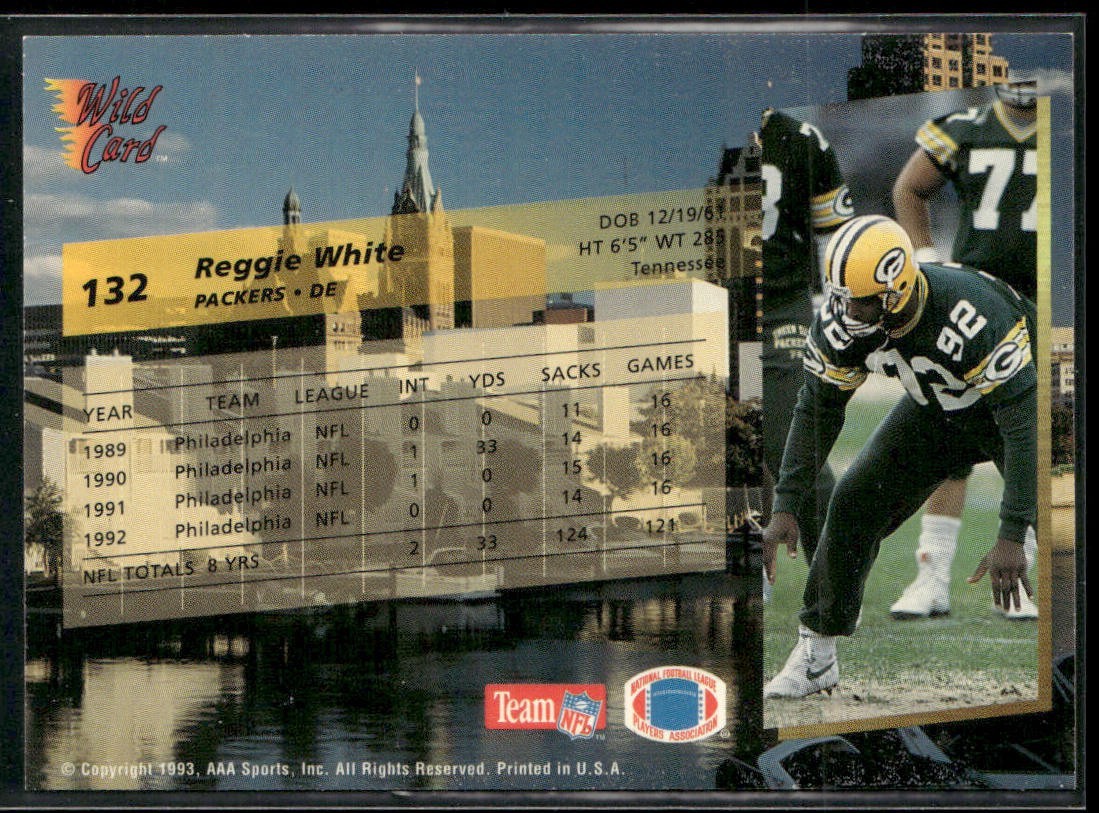 Reggie White Player Lot Bundle 10 Different Football Cards RW004 Eagles Packers back