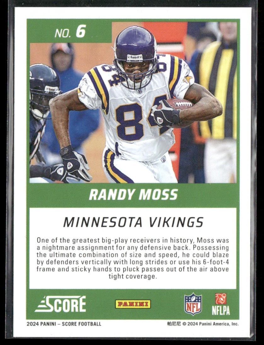 Randy Moss Player Lot Bundle 10 Different Football Cards RM001 Vikings Raiders back