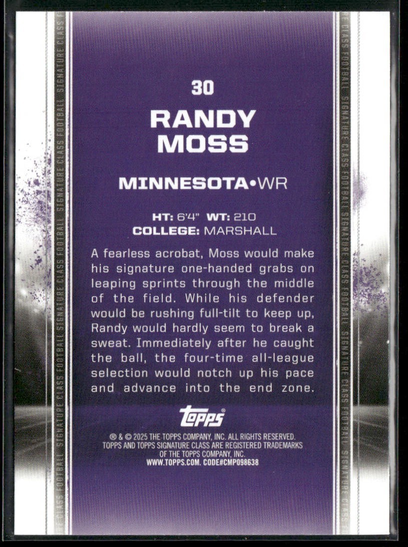 Randy Moss Player Lot Bundle 10 Different Football Cards RM002 Vikings Raiders back