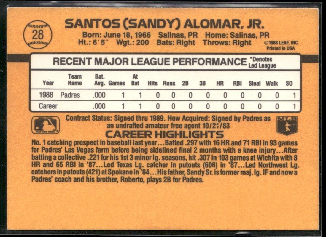 Sandy Alomar Jr. Lot Bundle 10 Different Baseball Cards SAJ001 Indians 2 RC back